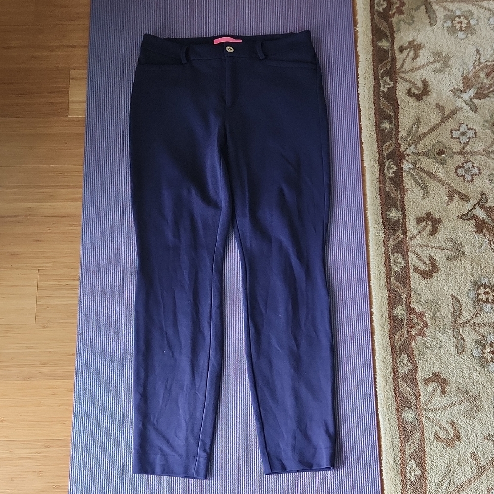 Lilly Pulitzer Navy Blue Knit Stretch Pants 8